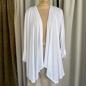White asymmetrical long sleeve cardigan
